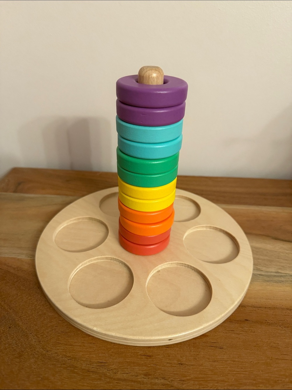Lovevery flexible wooden stacker complete with 12 rings from babbler kit